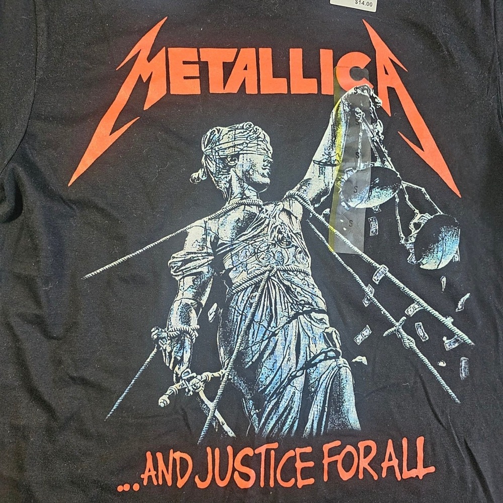 Metallica And Justice For All Graphic T-Shirt Mens Small Black Rock Band Tee NEW